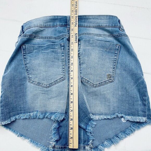 Womens Indigo Rein Floral Embroidered Denim Shorts Size 17 Raw Hem Daisy Duke - Picture 13 of 13